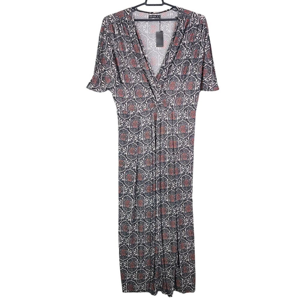 Women's Koh Koh Maxi Dress V-Neck Short Sleeve Geometric Print Size XXXL